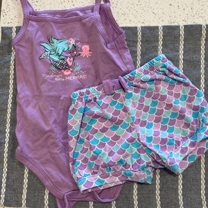 Purple tank top with mermaid shorts